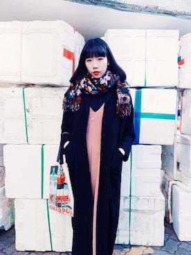 「coat」｜「アイテム（つなぎ/オールインワン）」を使った、Loting LoTszTingさん（レディース・161cm）の冬コーディネート