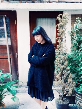 「MONKI（モンキ）のアイテム（その他アウター）」を使った、Loting LoTszTingさん（レディース・161cm）の冬コーディネート