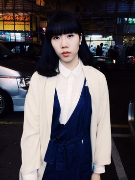 「coat」｜「アイテム（つなぎ/オールインワン）」を使った、Loting LoTszTingさん（レディース・161cm）の冬コーディネート