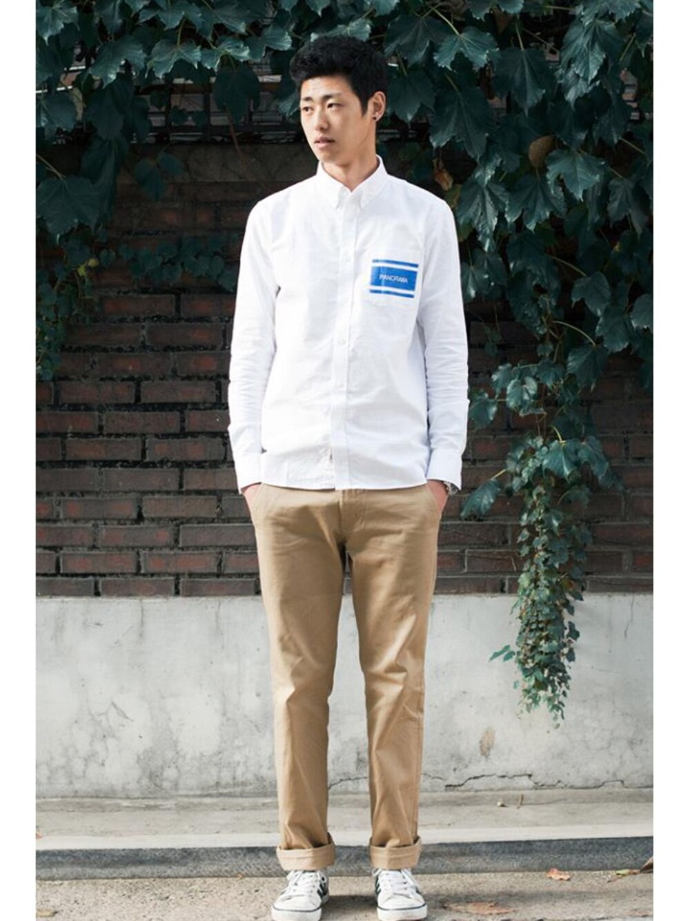 「POPULARNERDのHorizon Shirts white（その他、その他）」を使った、김태균(POPULARNERD)さん（メンズ・186cm）の秋コーディネートの1枚目の写真