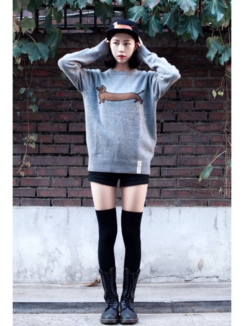 「knit、snapback、Dachshund、popularnerd」｜「POPULARNERDのDachshund Snapback（その他、その他）」を使った、김태균(POPULARNERD)さん（メンズ・186cm）の冬コーディネートの1枚目の写真