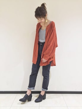 「Kastane」｜「アイテム（ブーティ）」を使った、Kawasumi  Tomomiさん（レディース・160cm）の秋コーディネート