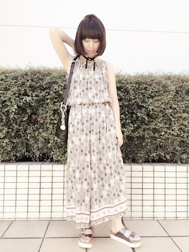 「アイテム（つなぎ/オールインワン、ベージュ系）」を使った、マロンケーさん（レディース・158cm）の夏コーディネート