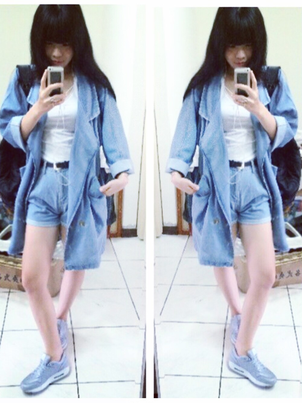 「Marc by Marc Jacobsのアイテム（バックパック/リュック、ブラック系）」を使った、GenevieveGECさん（レディース・168cm）の秋コーディネートの1枚目の写真