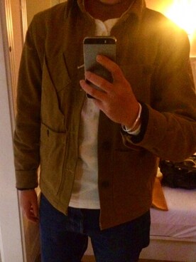 「アイテム（ミリタリージャケット、ブラウン系）」を使った、李如燮さん（メンズ・168cm）の冬コーディネート