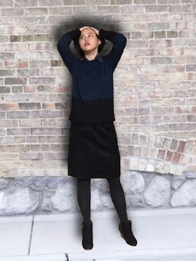 「柄×柄」｜「アイテム（ブーティ）」を使った、carolina_mahoさん（レディース・152cm）の秋コーディネート