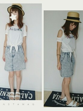 「VENCE（ヴァンス）のアイテム（帽子）」を使った、ちーちゃんさん（レディース・153cm）の夏コーディネート