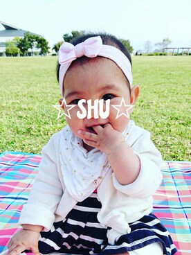 「H&M（エイチ・アンド・エム）のアイテム（スタイ/よだれかけ）」を使った、ShuShuさん（キッズ・70cm）の春コーディネート