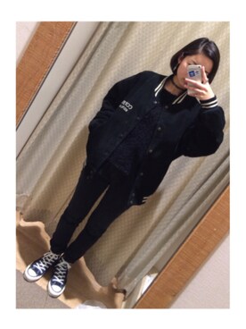 「CONVERSE（コンバース）のアイテム（スタジャン）」を使った、ａｙａｎａさん（レディース・157cm）の冬コーディネート