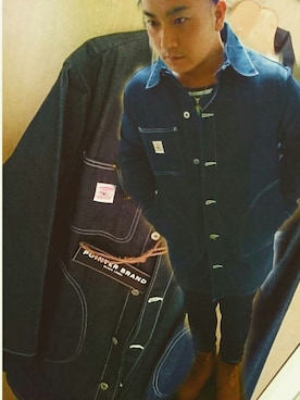 「POINTER BRAND（ポインターブランド）のアイテム（デニムジャケット）」を使った、☆てつ太郎☆さん（メンズ・169cm）の秋コーディネート