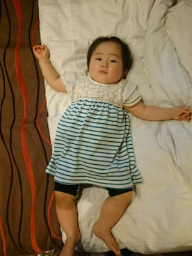 「present（プレゼント）のアイテム（ワンピース/ドレス）」を使った、m.sさん（キッズ・70cm）の夏コーディネート