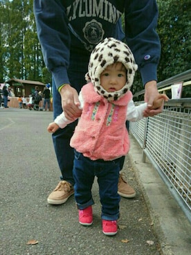 「present（プレゼント）のアイテム（ジャケット/アウター）」を使った、m.sさん（キッズ・80cm）の秋コーディネート