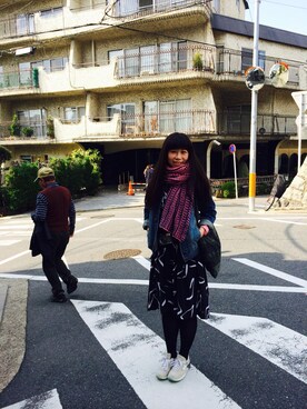 「travel」｜「アイテム（デニムジャケット）」を使った、ChingChingHanaさん（レディース・160cm）の秋コーディネート
