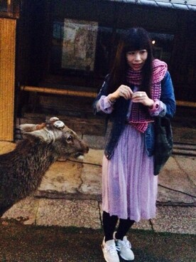 「travel」｜「アイテム（デニムジャケット）」を使った、ChingChingHanaさん（レディース・160cm）の秋コーディネート