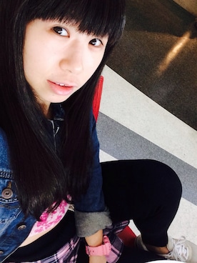 「travel」｜「アイテム（デニムジャケット）」を使った、ChingChingHanaさん（レディース・160cm）の秋コーディネート