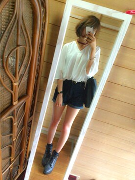 「Heather（ヘザー）のアイテム（ブーツ）」を使った、saonさん（レディース・163cm）の秋コーディネート