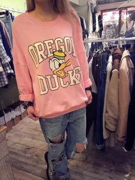「Pop upのアイテム（パーカー、ピンク系）」を使った、⭐⭐⭐sunny⭐⭐⭐さん（レディース・160cm）の夏コーディネート