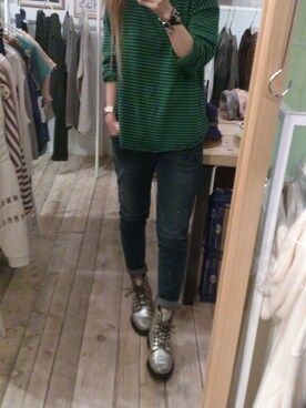「Dr. Martens（ドクターマーチン）のアイテム（ブーツ、シルバー系）」を使った、⭐⭐⭐sunny⭐⭐⭐さん（レディース・160cm）の秋コーディネート