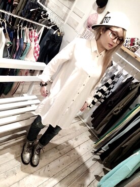 「Pop upのアイテム（シャツ/ブラウス、ホワイト系）」を使った、⭐⭐⭐sunny⭐⭐⭐さん（レディース・160cm）の秋コーディネート