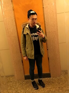 「Abercrombie&Fitch（アバークロンビーアンドフィッチ）のアイテム（スウェット）」を使った、kikitomboさん（メンズ・165cm）の冬コーディネート
