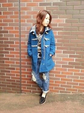 「TYPE BLUE（タイプブルー）のアイテム（パンツ）」を使った、Chihiroさん（レディース・158cm）の冬コーディネート