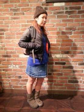 「TYPE BLUE（タイプブルー）のアイテム（スカート）」を使った、Chihiroさん（レディース・158cm）の冬コーディネート