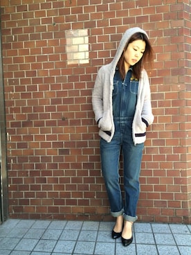 「TYPE BLUE（タイプブルー）のアイテム（つなぎ/オールインワン）」を使った、Chihiroさん（レディース・158cm）の冬コーディネート