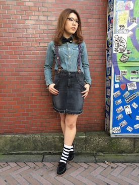 「TYPE BLUE（タイプブルー）のアイテム（スカート）」を使った、Chihiroさん（レディース・158cm）の冬コーディネート