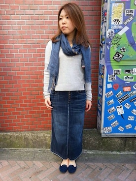 「TYPE BLUE（タイプブルー）のアイテム（スカート）」を使った、Chihiroさん（レディース・158cm）の春コーディネート