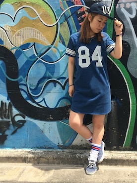 「TYPE BLUE（タイプブルー）のアイテム（ワンピース）」を使った、Chihiroさん（レディース・158cm）の春コーディネート
