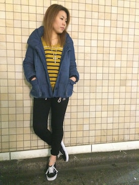 「TYPE BLUE（タイプブルー）のアイテム（ダッフルコート）」を使った、Chihiroさん（レディース・158cm）の秋コーディネート