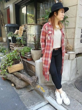 「クルーネック」｜「アイテム（シャツワンピース）」を使った、Chihiroさん（レディース・158cm）の秋コーディネート