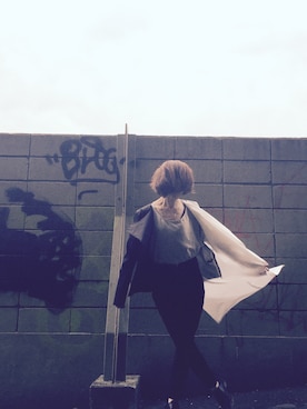 「アイテム（ノーカラージャケット、ホワイト系）」を使った、エトヴァス・ボネゲさん（レディース・155cm）の秋コーディネート