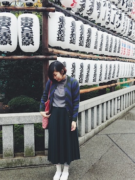 「gray」｜「アイテム（ノーカラージャケット）」を使った、Ting-Ru Hsiehさん（レディース・163cm）の秋コーディネート