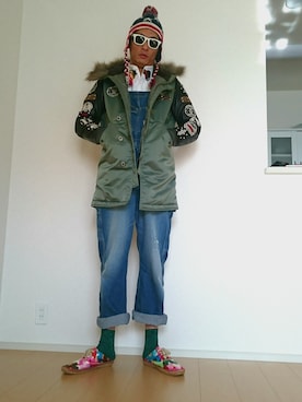 「HYSTERIC GLAMOUR（ヒステリックグラマー）のアイテム（ナイロンジャケット）」を使った、⑧④さん（メンズ・178cm）の冬コーディネート