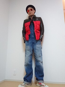 「HYSTERIC GLAMOUR（ヒステリックグラマー）のアイテム（サロペット/オーバーオール）」を使った、⑧④さん（メンズ・178cm）の冬コーディネート