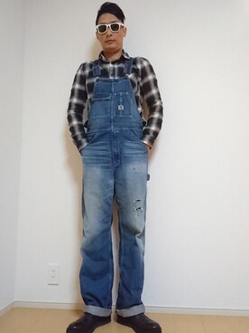 「HYSTERIC GLAMOUR（ヒステリックグラマー）のアイテム（サロペット/オーバーオール）」を使った、⑧④さん（メンズ・178cm）の冬コーディネート