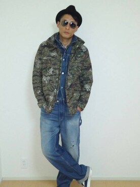 「HYSTERIC GLAMOUR（ヒステリックグラマー）のアイテム（サロペット/オーバーオール）」を使った、⑧④さん（メンズ・178cm）の冬コーディネート