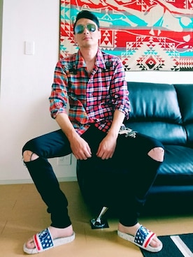 「AlexanderLeeChang（アレキサンダーリーチャン）のアイテム（シャツ/ブラウス）」を使った、⑧④さん（メンズ・178cm）の春コーディネート