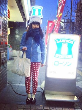 「Lee（リー）のアイテム（その他アウター）」を使った、かぼちゃさん（レディース・156cm）の冬コーディネート