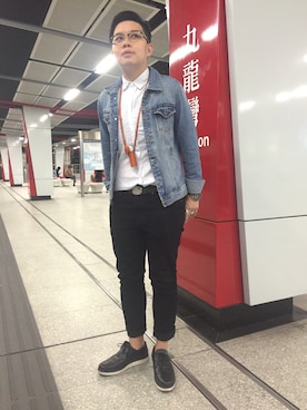 「PULL&BEAR（プルアンドベア）のアイテム（デニムジャケット）」を使った、WOOD. ASTROさん（メンズ・169cm）の冬コーディネート