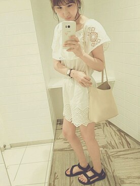 「7月WEAR夏のサンダル祭り」｜「アイテム（オールインワン・サロペット）」を使った、mさん（レディース・157cm）の夏コーディネート
