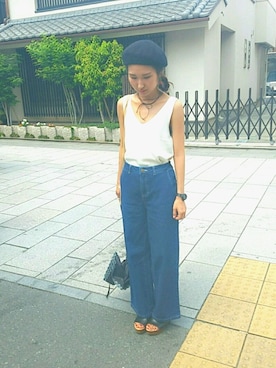 「KBF+（ケービーエフプラス）のアイテム（帽子）」を使った、mさん（レディース・157cm）の夏コーディネート