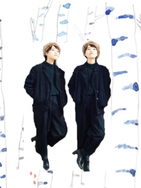 「w closet」｜「アイテム（ニットキャップ/ビーニー）」を使った、ﾐﾔﾓｺﾝﾍﾟｲﾄｳさん（レディース・156cm）の冬コーディネート