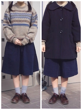 「pink adobe（ピンクアドベ）のアイテム（ジャケット/アウター）」を使った、ころさん（レディース・151cm）の冬コーディネート