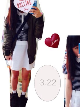 「MA-1（ブルゾン、ベージュ系）」を使った、mzさん（レディース・156cm）の春コーディネート