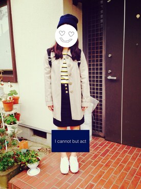 「タイトスカート（デニムスカート、ブルー系）」を使った、mzさん（レディース・156cm）の春コーディネート
