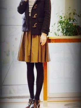 「OZOC（オゾック）のアイテム（ダッフルコート）」を使った、unonさん（レディース・163cm）の冬コーディネート