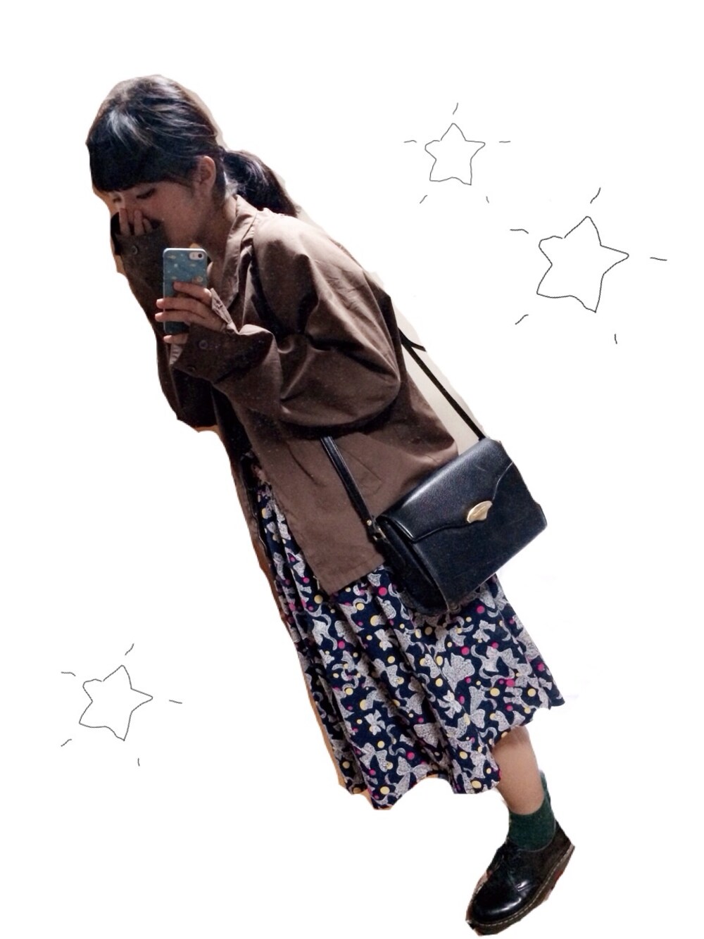 「古着、マーチン、秋のコーデ」｜「古着のアイテム（ノーカラージャケット、ブラウン系）」を使った、もぐもぐさん（レディース・167cm）の秋コーディネートの1枚目の写真