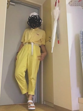 「yellow」｜「アイテム（キャップ）」を使った、とりさん（レディース・165cm）の夏コーディネート